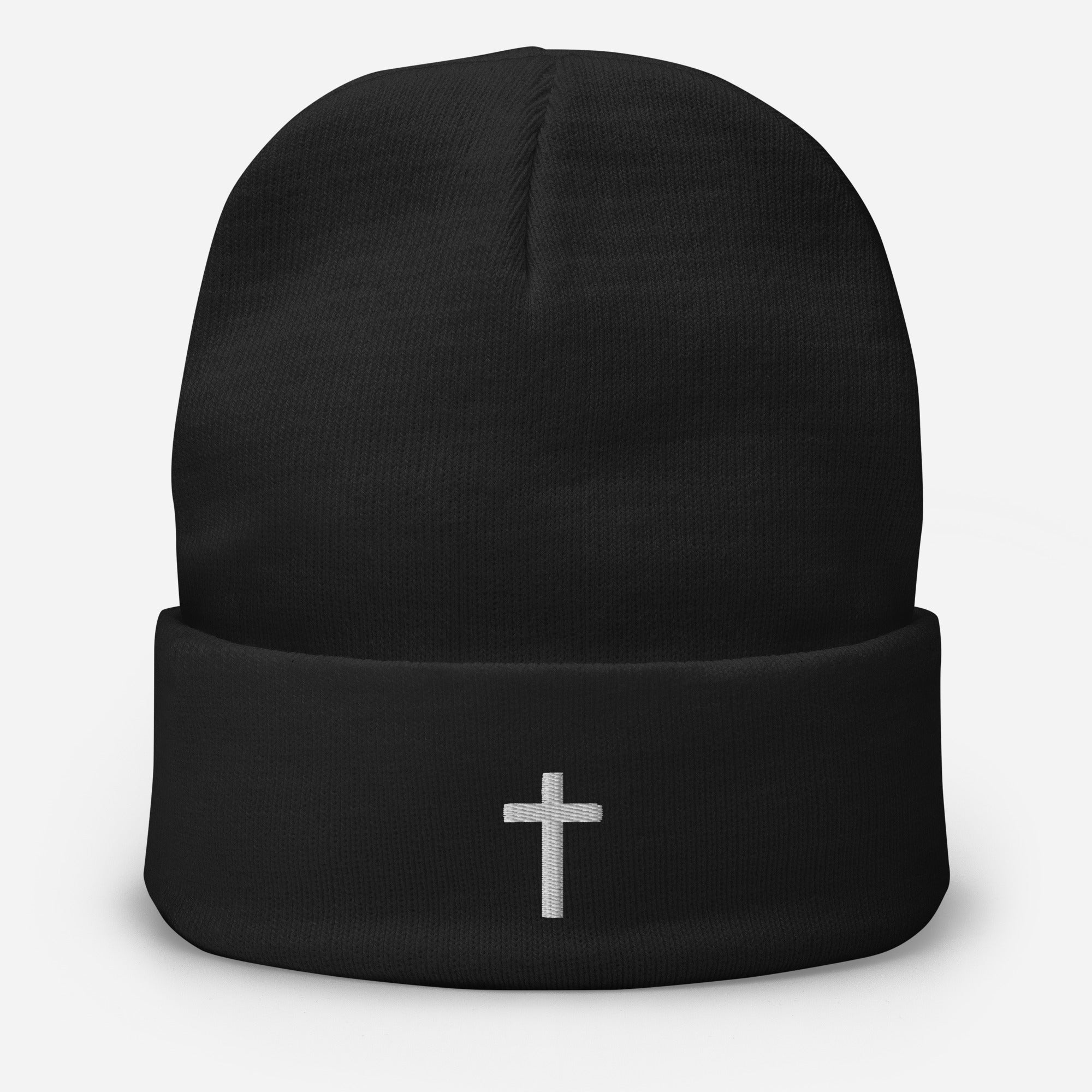 Embroidered Cross Beanie - Sandy Coast Faith